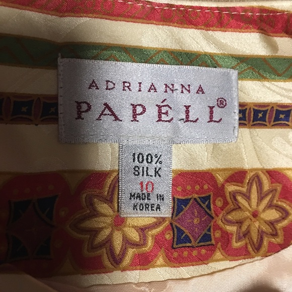 VTG ARTSY ANDRIANNA PAPEL 100% SILK JACKET BLAZER JACQUARD STRIPES SZ 10 LIKE … - Picture 5 of 9